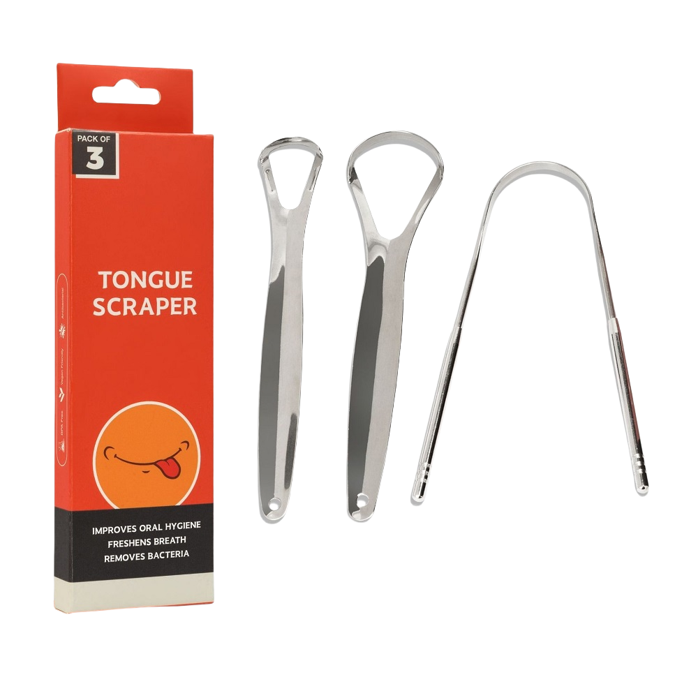 Tongue Scraper Metal - 3 Pcs/Pack Metal Tongue Scraper for